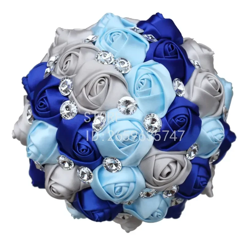 for Flower Girl Hand Bouquet European American Ribbon Rhinestone Wedding Bouquet Factory Direct Sales Spot W323-15