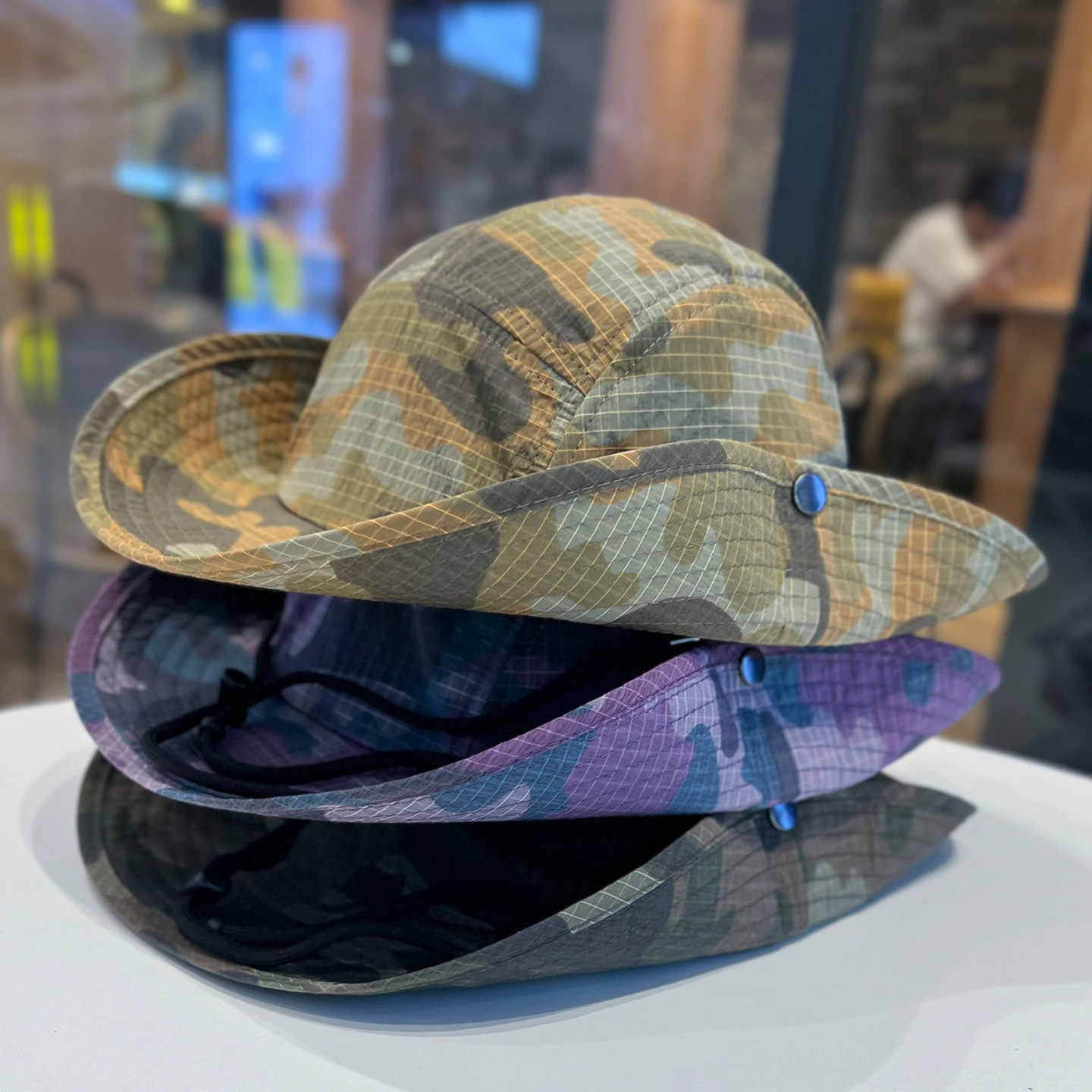 

New Fashion Camouflage Big Brim Bucket Hats for Men and Women Summer Outdoor Camping Sun Protection Quick Drying Fisherman Cap