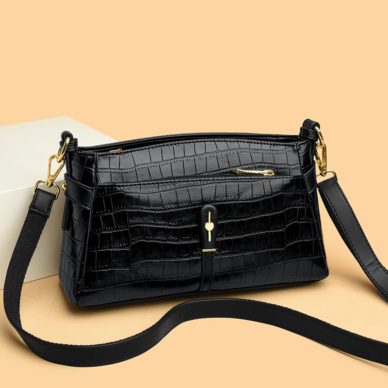 

Elegant Oil Waxed Leather Shoulder Bag Women's Chic Solid Color Crossbody Purse Retro Minimalist Phone Bag for Daily Office Use