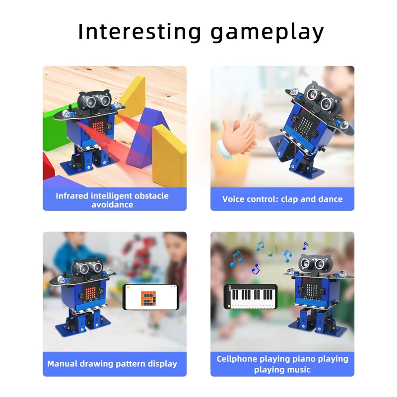 

BBNV-Happybot Programming Car Robot Programming Car +XR Scratch Biped Walking Dance Music Micro:Bit Приложение для материнской платы