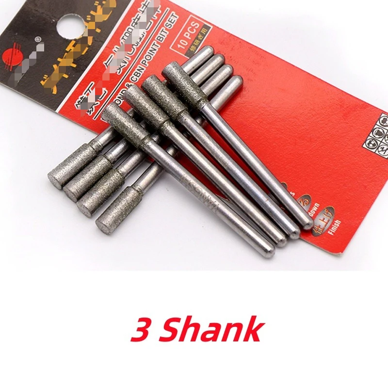 1/1.5/2/2.5/3/4/5/10mm 3mm Shank Flat Head Cylindrical Grinding Head Carving Engraving Bits For Dremel Rotary Tools