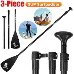 3-Piece Kayak Boat Paddle Adjustable Length Stand Up Paddleboard Paddles Aluminum Alloy Single Head Paddle for Canoe Kayaking