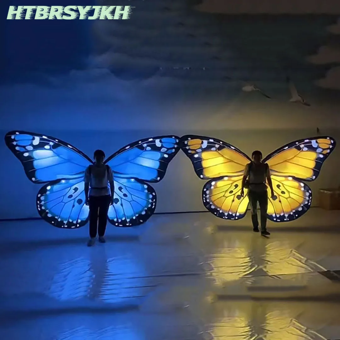 

Giant Inflatable Butterfly Wings White LED Light Balloon Party Dress LGBT Parade Costume Nightclub Stage Decor Advertise Props