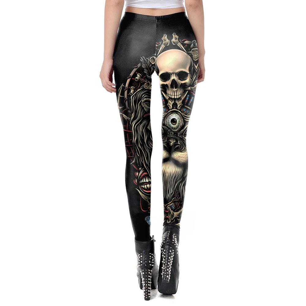 [Sei il mio segreto] Leggings di vendita caldi di marca cranio gotico Punk Leggings da donna Retro vita media PUSH UP Leggins allenamento pantaloni