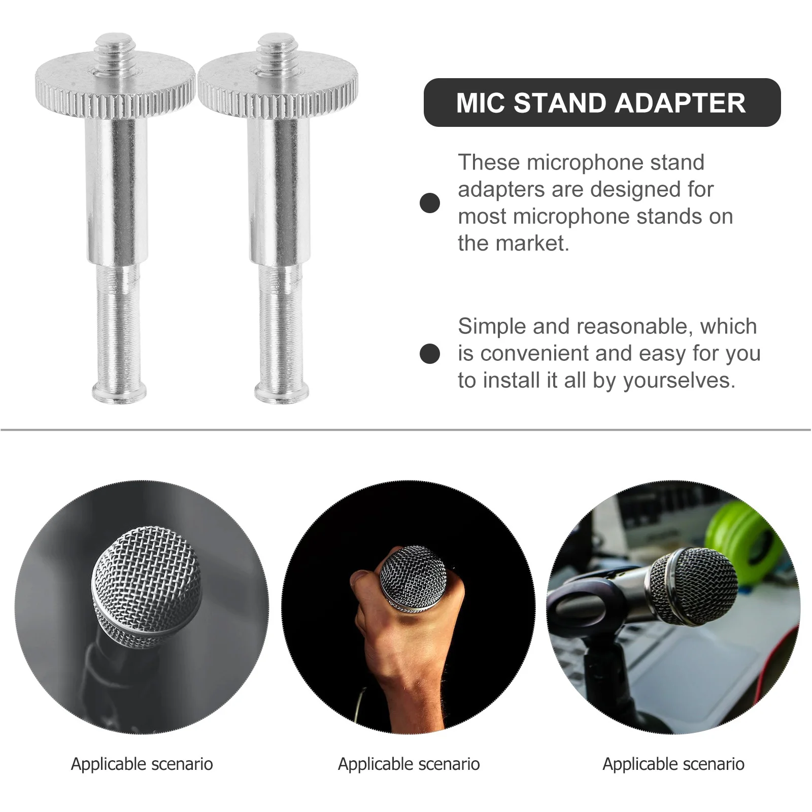 

4Pcs Microphone Stand Adapter Metal Thread Screw Mic Stand Part Shock Mount Connector Replacement Mic Arm Holder for Recording