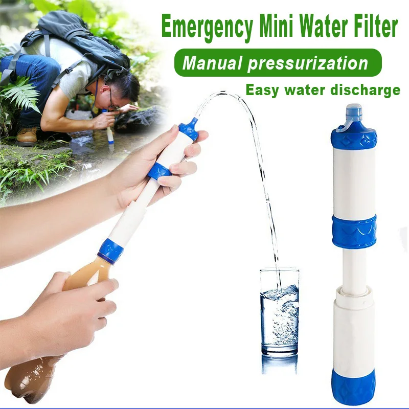 Manual pressurization Emergency Mini Water Filter Outdoor Survival Portable Drinking Purifier For Travel Hiking Camping Trip