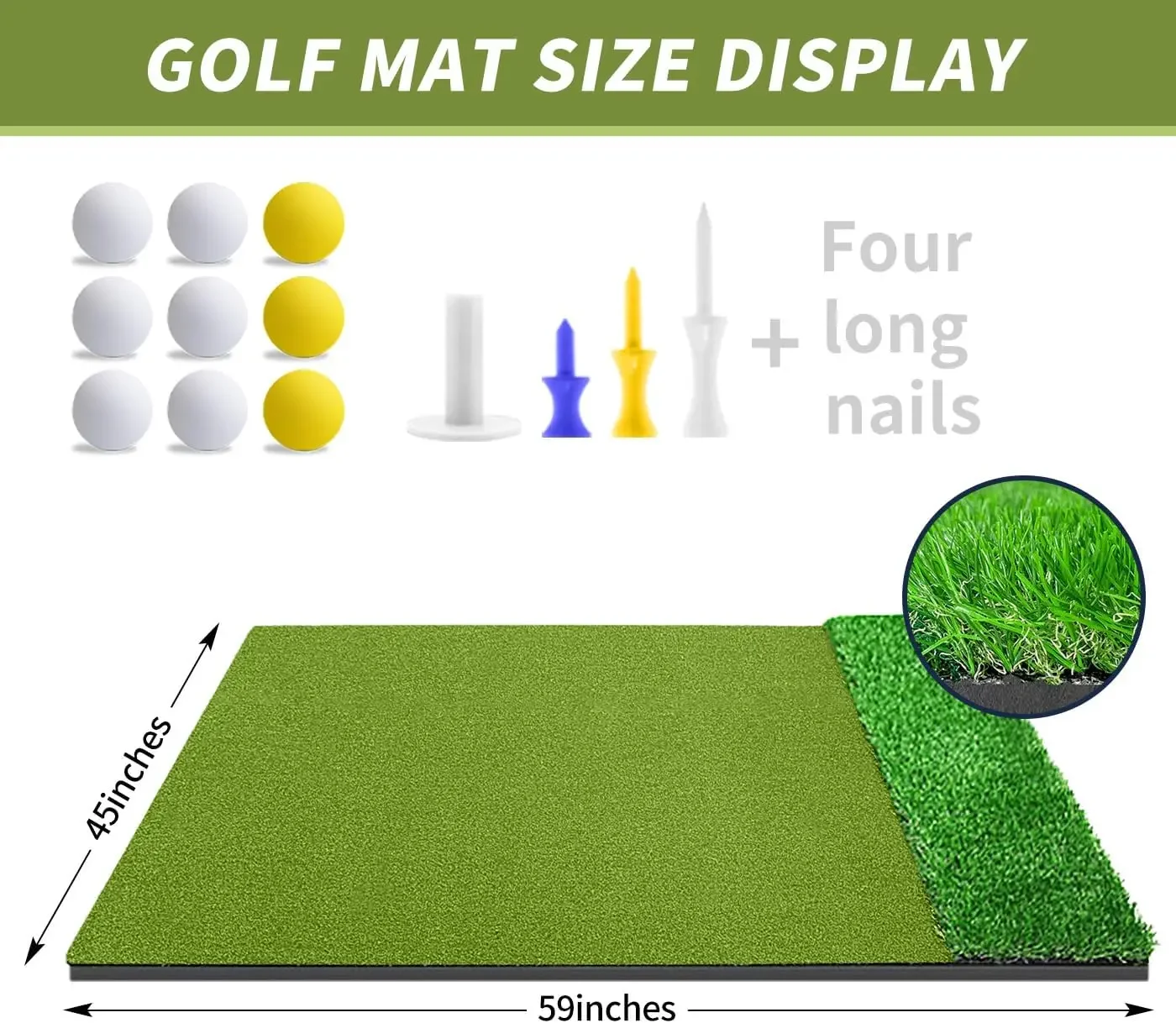 Golf Training Mat, 5x3FT Thickening Golf Training Mat, Golf Training Aids for Home Backyard Driving Chipping Indoor Outdo