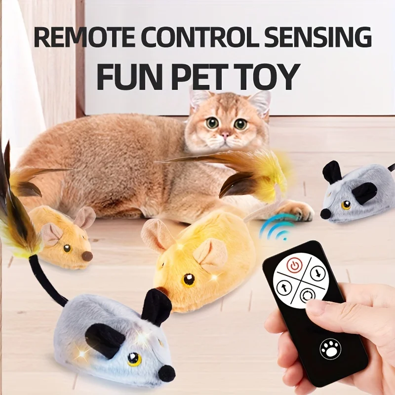 Simulation remote control electric indoor cat and mouse toy rechargeable induction boredom reliever wireless cat chasing pet toy