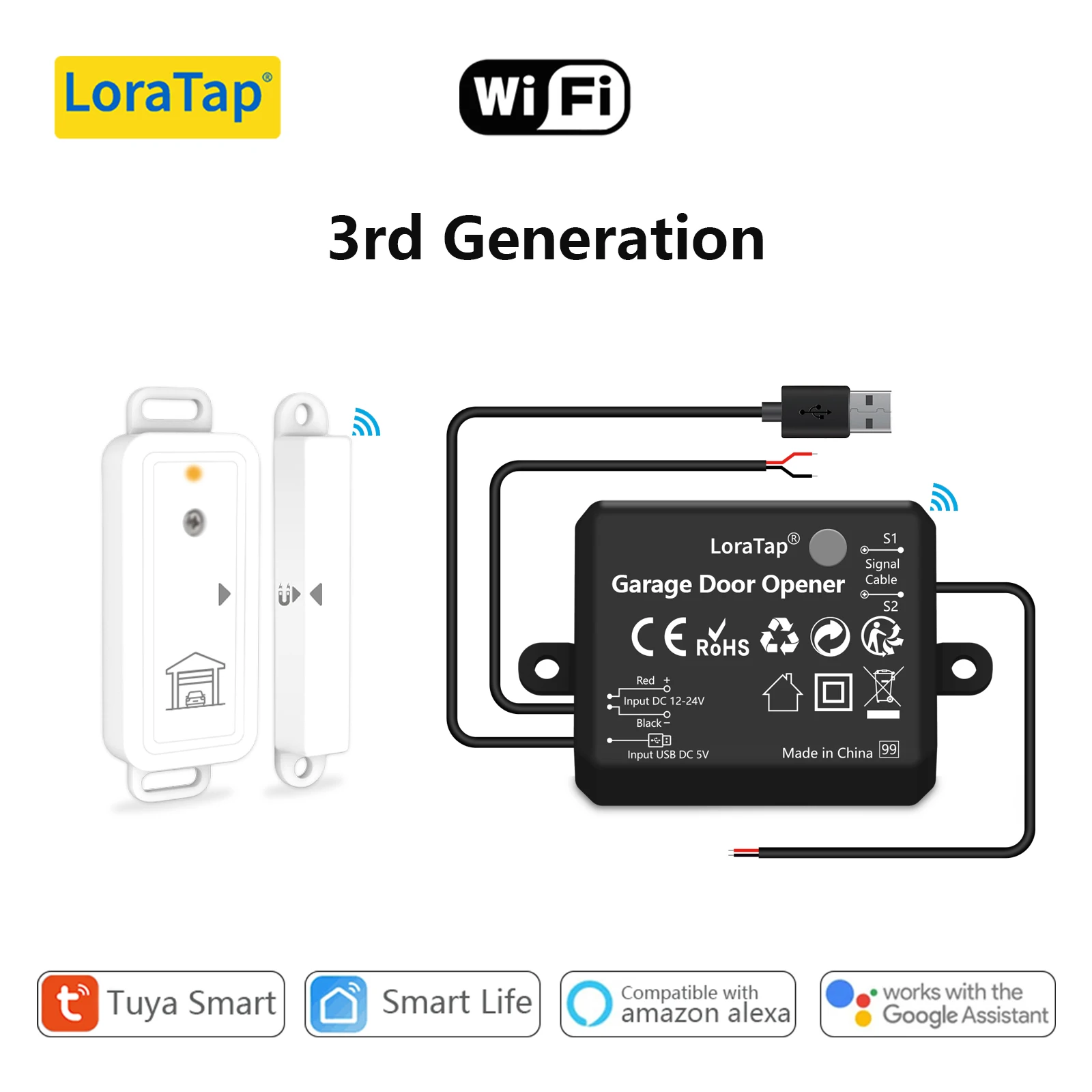 LoraTap Tuya vie intelligente capteurs de porte de Garage contrôleur d'ouverture commutateur WiFi Al