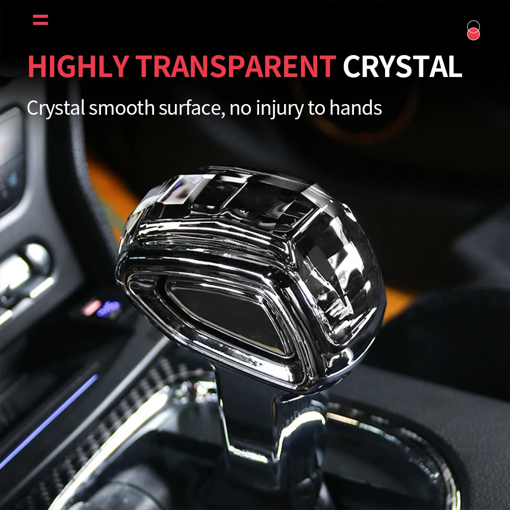 For Ford Mustang 2015-2022 Car Crystal Gear Shift Head Collar Knob Cover Gearbox Lever Handle Case Shell With LED Ambient Light