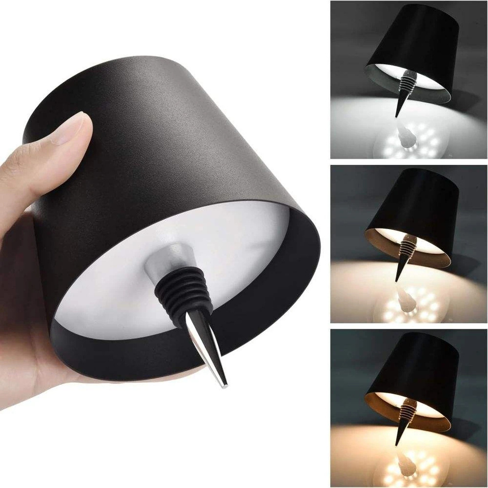  USB Charge Bottle Table Lamp Touch Control of 3 Colors and Stepless Dimming Night Lamp Suitable for Bar Wine Bottles Desk Lights 