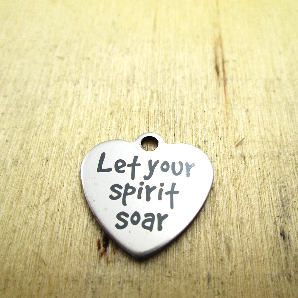 20pcs--lef your spirif soar stainless steel charms - Laser Engraved - Customized - DIY Charms Pendants