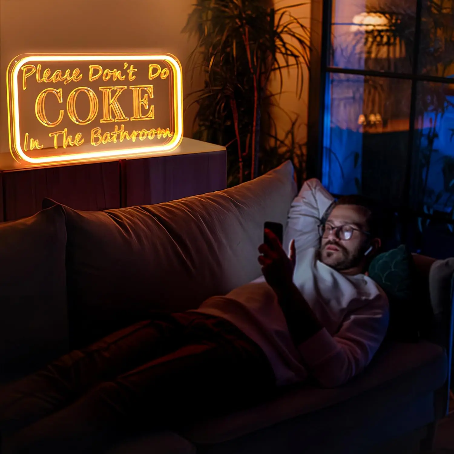 من فضلك لا تفعل فحم الكوك في الحمام، لافتة نيون لديكور الحائط، لافتة ضوء نيون مع سطوع قابل للتعديل، لافتة مضيئة #6