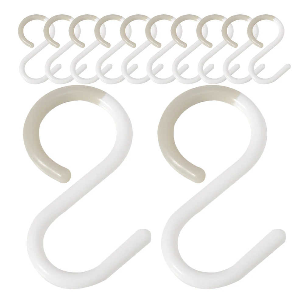 

12pcs S Hooks Plastic Key Hooks Bathroom ClosetHooks White Small Size 6 Packs Multipurpose Hanger For Hats Coats Towels Clothes