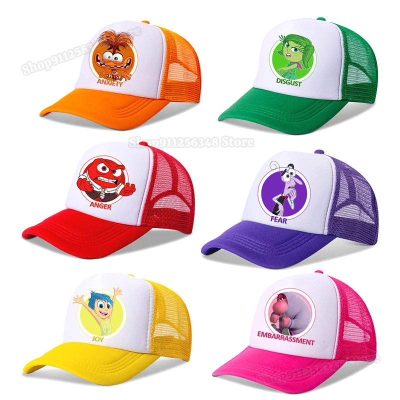 Inside Out 2 Baseball Caps Y2K Hip Hop Disney Cartoon Figure Print Visors Accessories Parent-child Hat Kids Headgear Fashion