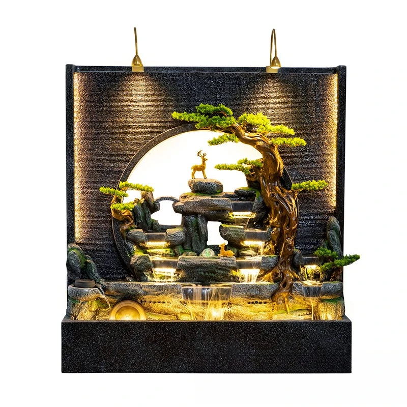 Water curtain wall, screen partition ornament, courtyard villa, living room, flowing water wall