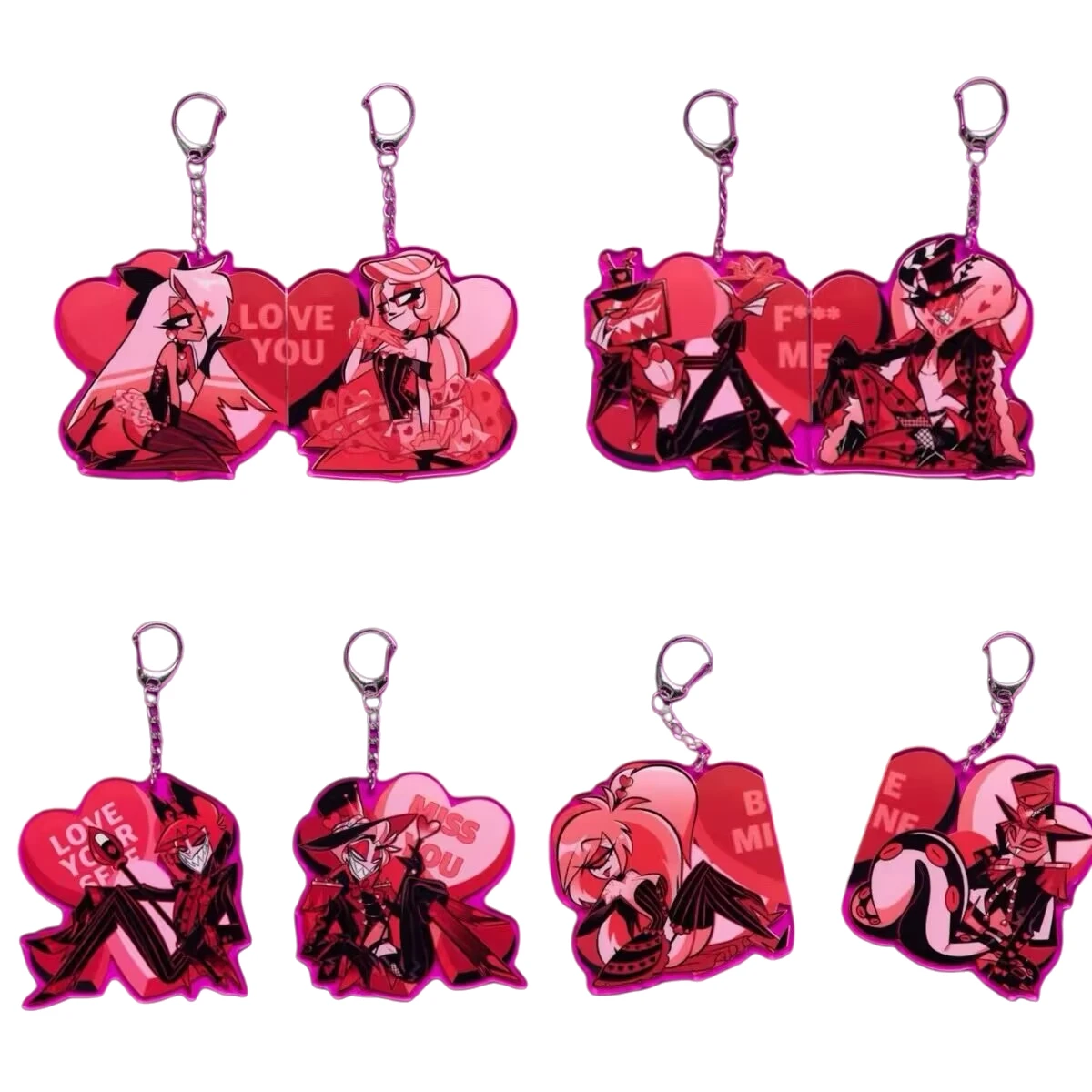 

Hazbin Hotel Vox Alastor Vaggie Аниме Периферийные устройства Серия ко Дню святого Валентина Акриловый брелок Брелки Украшения Подвеска Игрушки