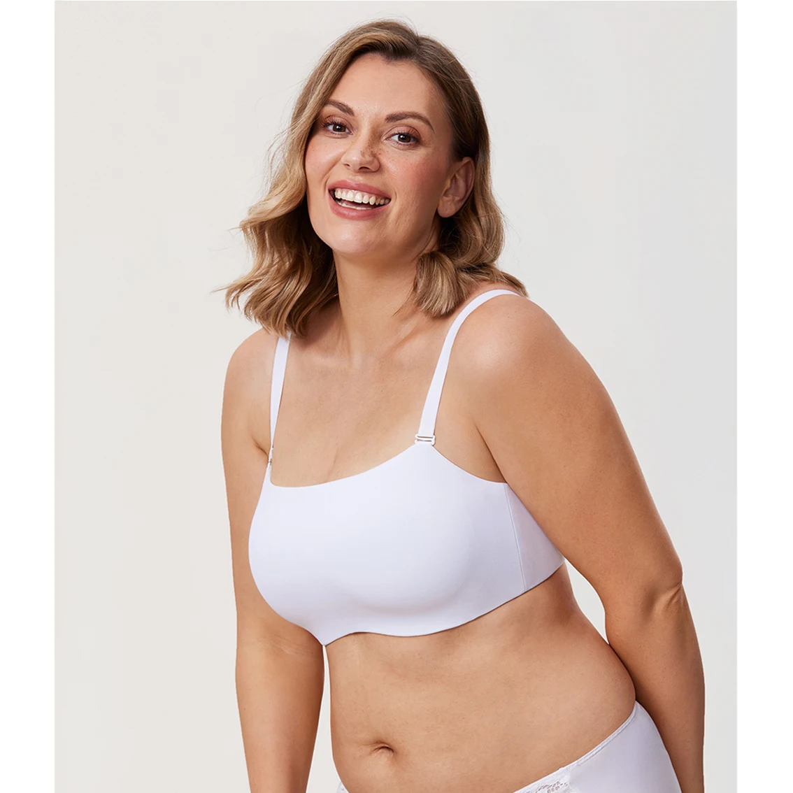 Cloudsfit Sutiã Bandeau Suave Sem Forro Sem Costura Conforto Underwire Plus Size Sutiãs Sem Alças para Mulheres Cobertura Total A-DD E F G