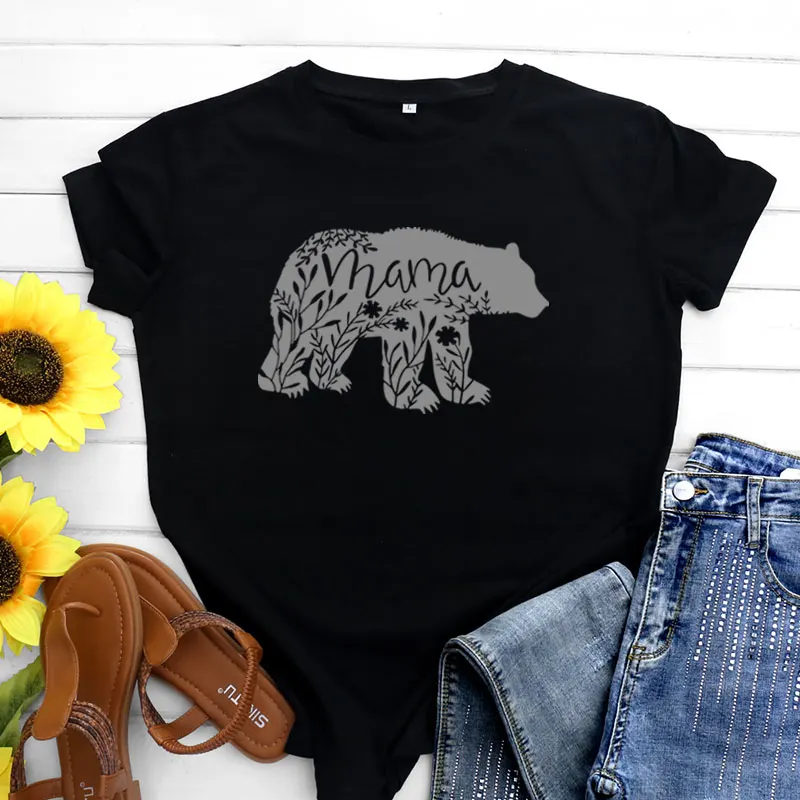 

Women's Cotton T-irt Polar Bear Print Street Sle Slim Fit Summer Top ort Sve round Ne Casual Ladies Tee