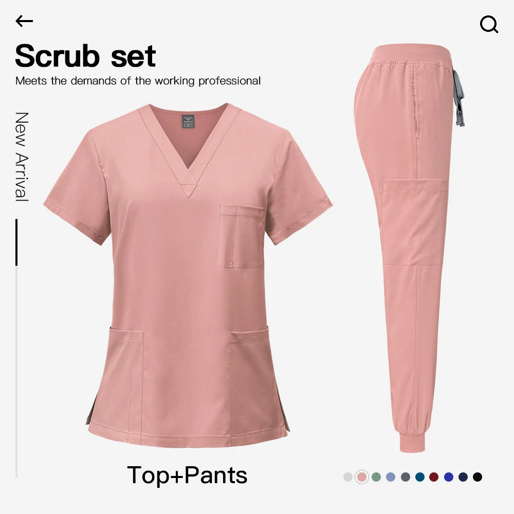 Uniformi chirurgiche Donna Infermieristica Enfermeria Set Top Pant Articoli Uniforme medica Scrub Clinico Salone di bellezza Abiti ospedalieri