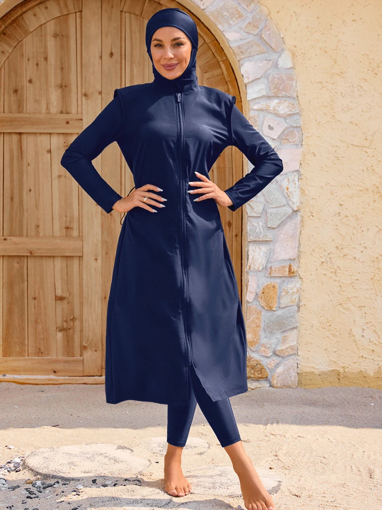 4PCS/Set Summer Beach Modest Burkini Women Islamic ​Bathing Suit Waterproof Swimsuits Floral, Quick Drying, Sunscreen, UPF50+