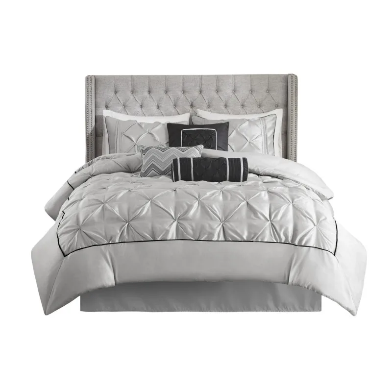 

7 Piece Tufted Comforter Set Grey King