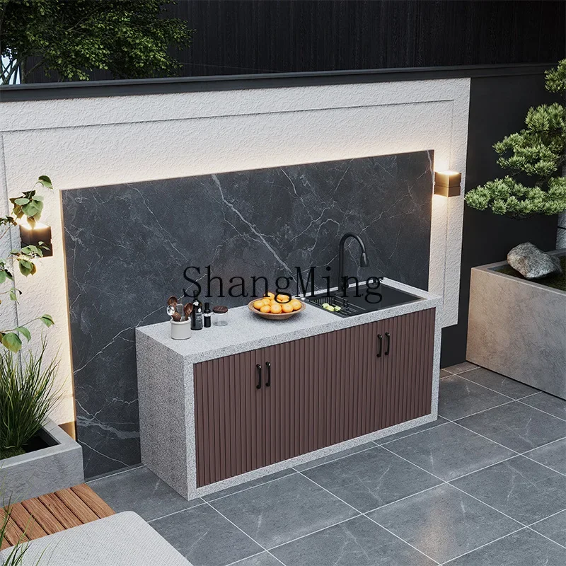 

CLOutdoor Garden Washbasin Kitchen Console Sink Outdoor BBQ Marble Washbasin Locker