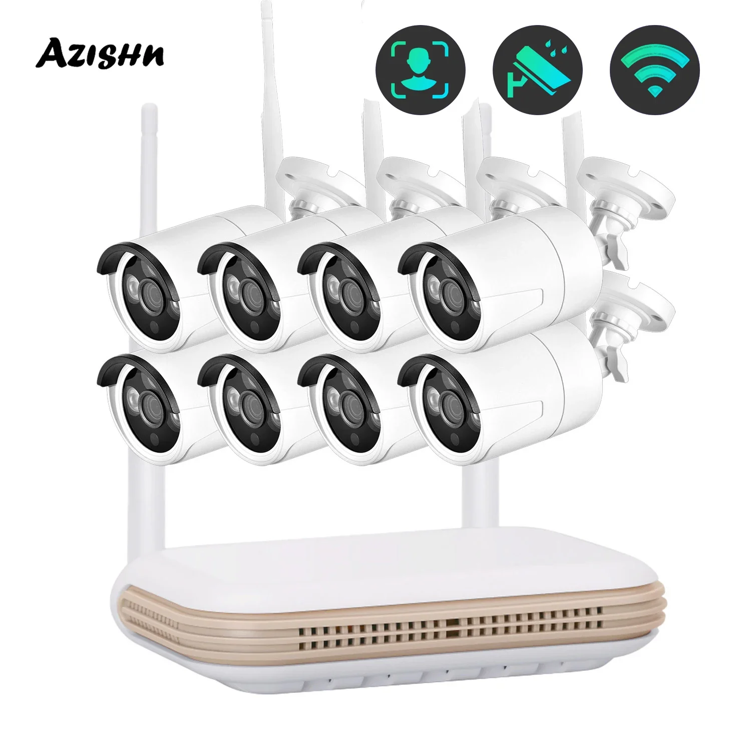 3MP H.265 8CH CCTV Camera System Face Detection HDMI POE NVR Kit Outdoor Vdeo Surveillance Security Protection IP WIFI Camera