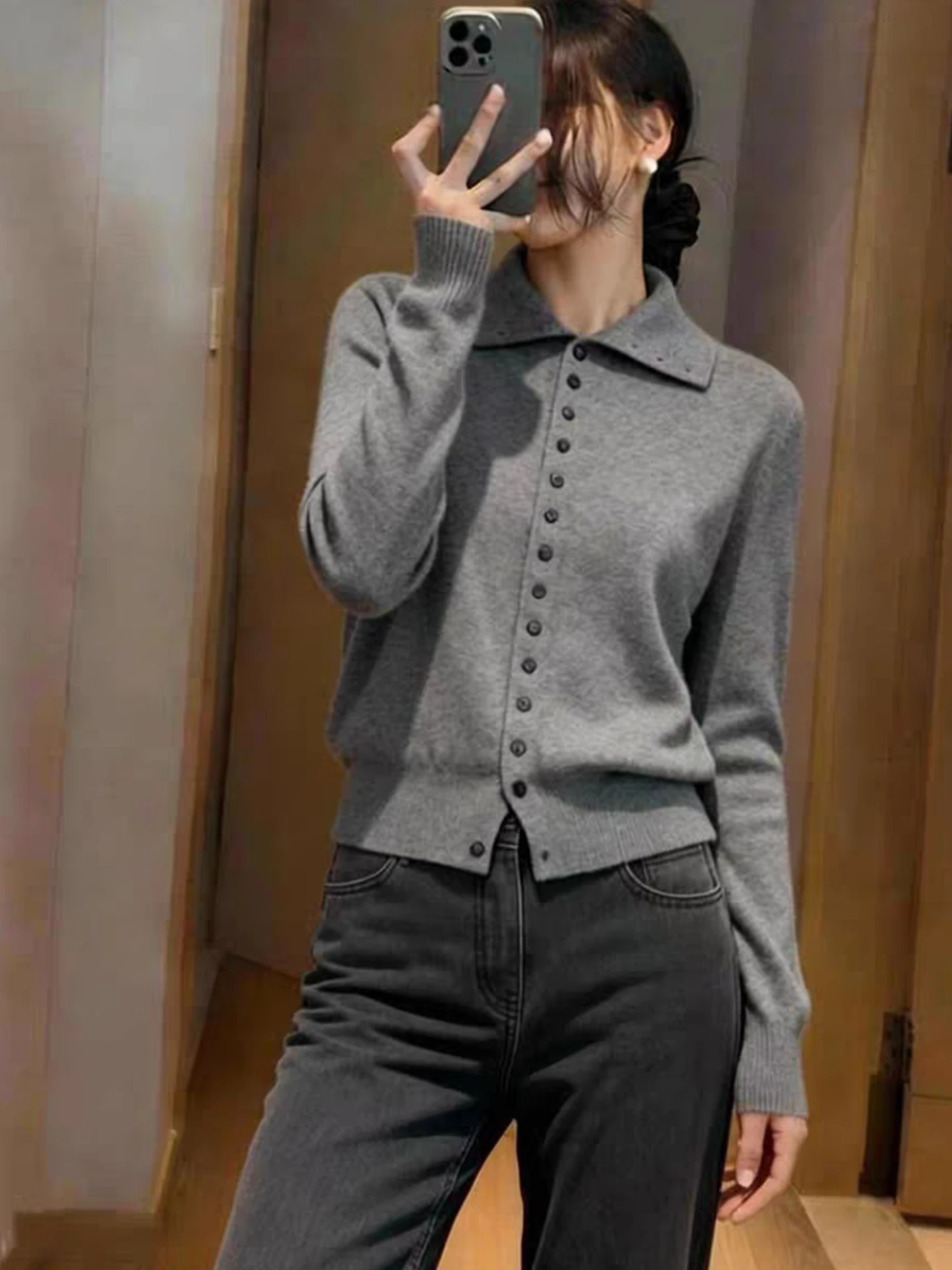 

Faionable вязаный топ на одной пуговице, однотонный дизайн, длинная основа Sve, корейский Sle, поездка на работу, ветер, зимняя мода, тренд