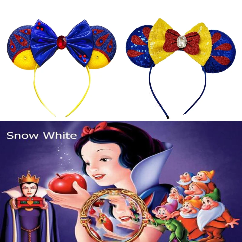 Disney Seven Dwarfs Headwear Women Witch Queen Hairband Girls Cosplay Snow White Hair Accessories Kid Festival Diamond Headbands