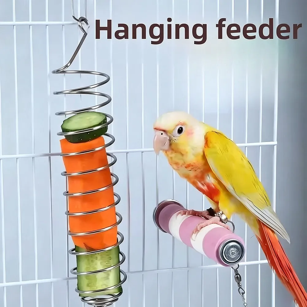 Bird Food Holder Skewer Basket 2 pcs Stainless Steel for Parrot Finch Canary - Promotes Active Foraging in Cage Environment