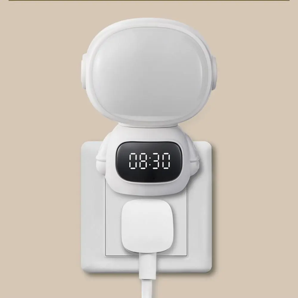 Orologio da astronauta a luce calda Luce notturna Orologio digitale Lampada da comodino dal design adatto ai bambini Luce ricaricabile USB per la cura degli occhi