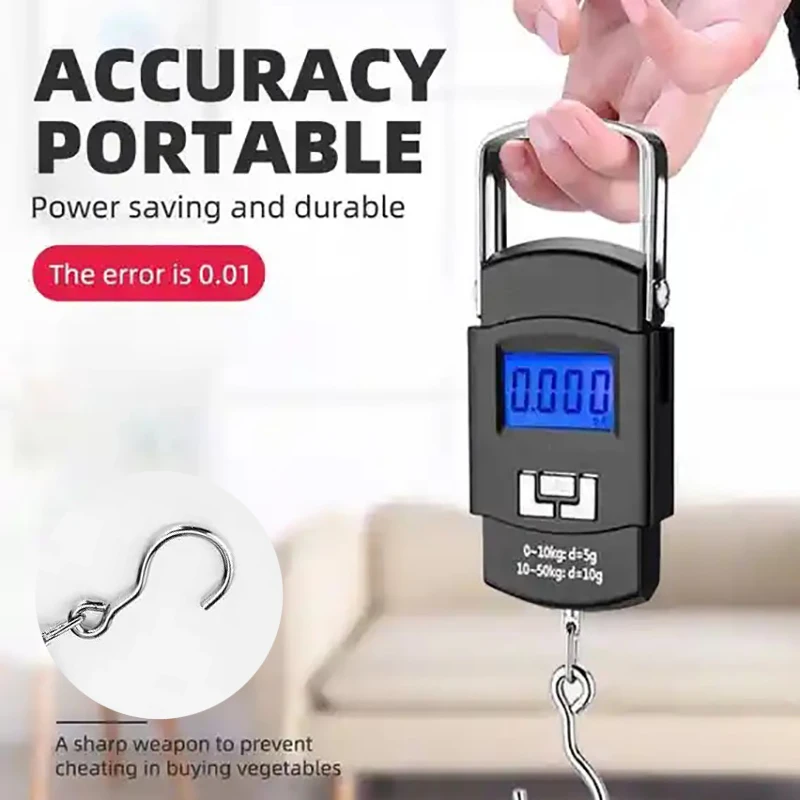 Portable Mini Hand-Held Scale 55kg/10g Hook Type USB Charging Electronic Digital Scale Express Weighing Mini Pocket Scale