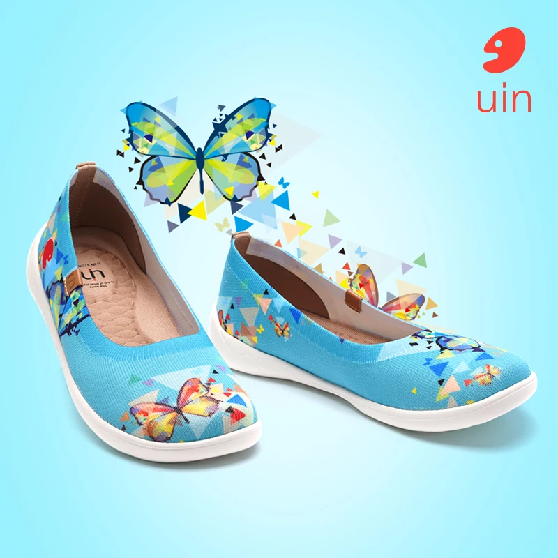 UIN-Women Ballet Flat Ballerinas Cubic Butterflies Round Toe Shoes