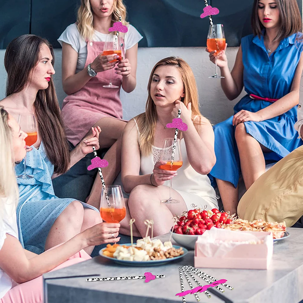 

30 Pcs Topper Straw Cartoon Straws Birthday Party Paper for Juice Drinking Pool Cowgirl