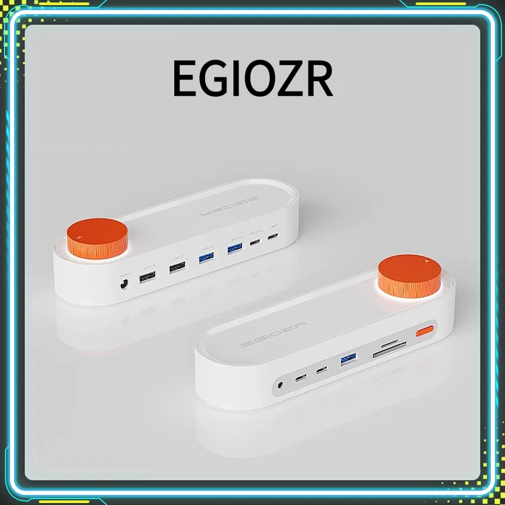 EGIOZR 12 In 1 Knob Desktop Docking Station Hub Charging Multi-port Adapter Hard Disk Converter E-sports Table Desktop Storage