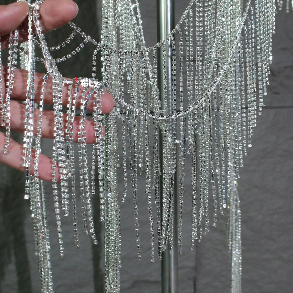 كريستال الترتر شرابة سلسلة حجر الراين أداء زي DIY بها بنفسك مخيط يدويا قلادة المواد فستان الزفاف الديكور #2