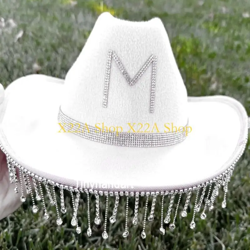 Unique Woman Dangle Cowgirls Hat Summer Outdoor Sunproof Wide Brim Bridal Fedoras Hat for Photoshoots Supplies