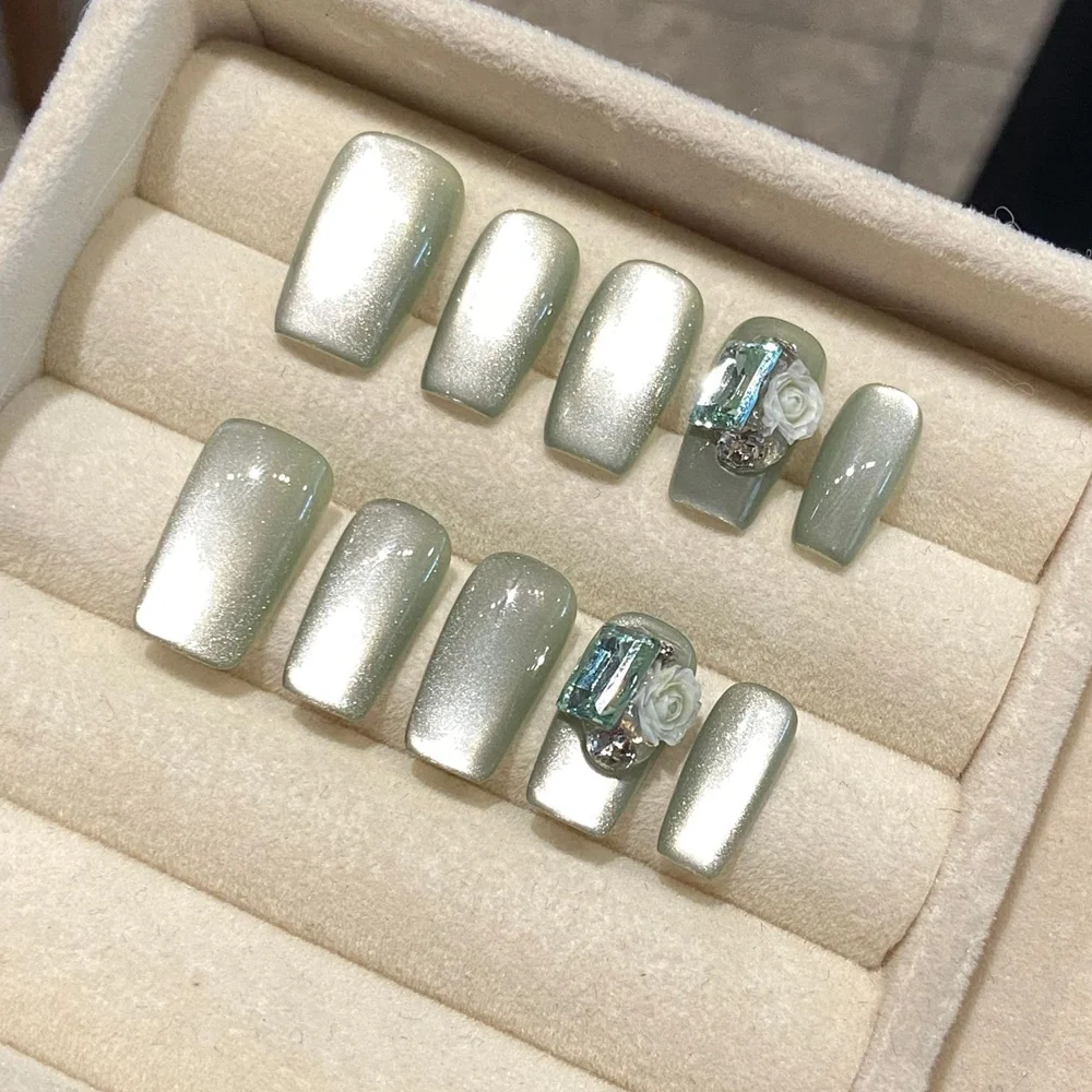 أظافر اصطناعية أكريليك قابلة لإعادة الاستخدام ، مصنوعة يدويًا ، لطيفة ، اضغط ، كاواي قصير ، تصميم مخفي القط الوردي ، فن الأظافر ، المطلوب ، متجر الحياة #4