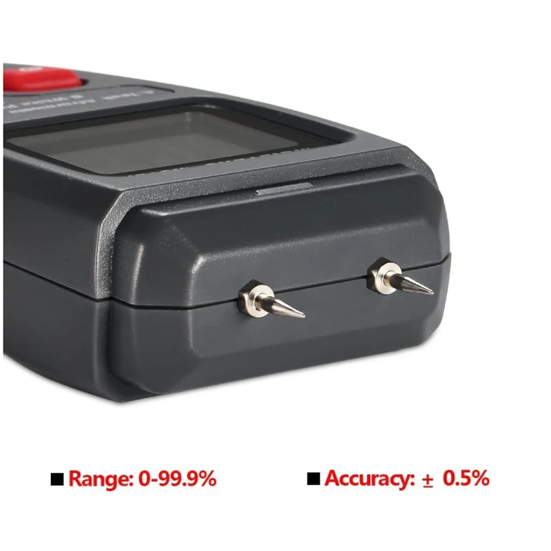 EMT01 Two Pins Digital Wood Moisture Meter 0-99.9% Wood Humidity Tester Timber Damp Detector with Large LCD Display