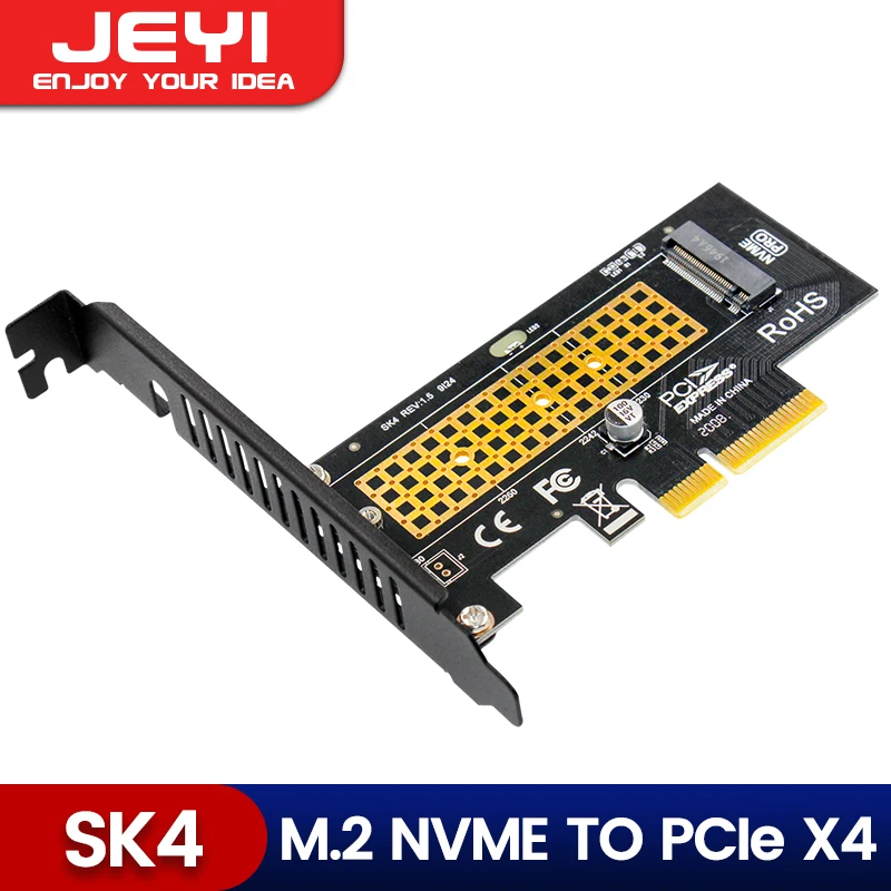 JEYI M.2 NVME naar PCIe 4.0 X16-adapter, M.2 NVMe SSD naar PCI-e 4.0-uitbreidingskaart, ondersteunt 2280/60/42/30 Solid State Drives