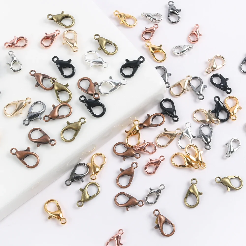 50pcs Lobster Clasps For Bracelets Necklaces DIY Hooks Chain Closure Accessories For Jewelry Making Findings Wholesale