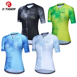 X-TIGER Cycling Jersey Slim Fit SPF 50+ Women Fashion Bike Jersey Pro Team High Quality Cycling Shirt Ink Splash Style Jersey