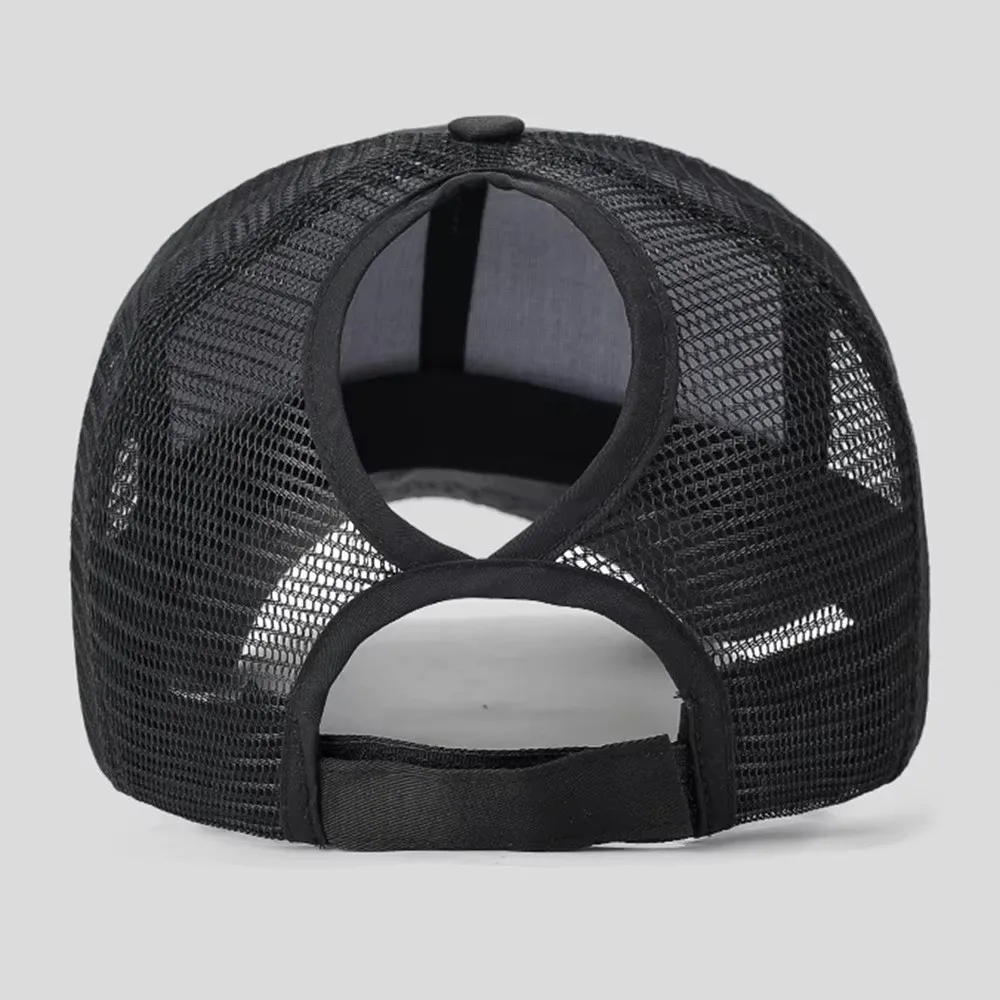 UV Protection Mesh Baseball Caps Hollow Out Back High Ponytail Design Sun Hats Breathable Mesh Adjustable Ponytail Hats