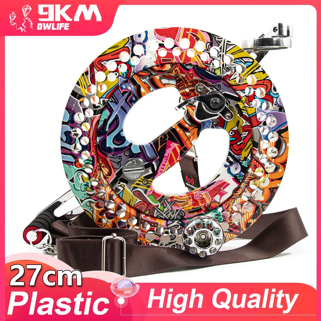 

9KM 10.6in Large Kite Reel Ball Bearing Smooth Rotation Omnibearing Line-Guide Ratchet Lock Professional for Adult Large Kite