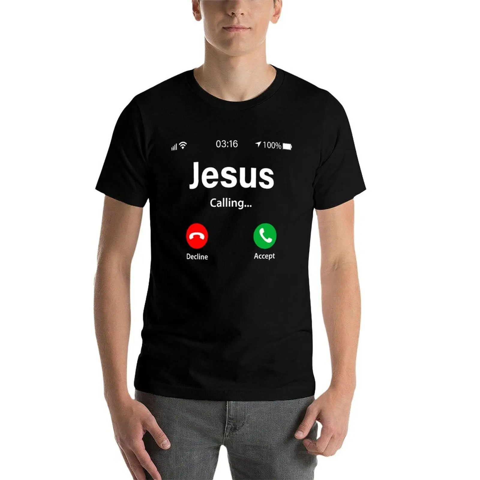 

Jesus Calling Shirt - Funny Jesus Phone Christian T-Shirt mens graphic t shirts man t shirts high quality luxury brand T-Shirt