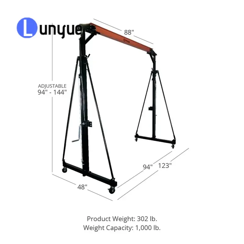 Portable Single Girder Gantry Crane 0.5T 1T 2T Steel Movable Lifting Hoist Adjustable Height