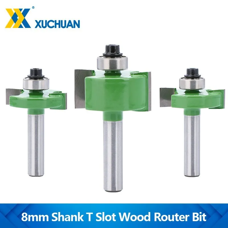 

T-Sloting Router Bit with Top Bearing 8mm Shank Wood Slot Milling Cutter T Type Rabbeting Woodworking Tool CNC Router Bit