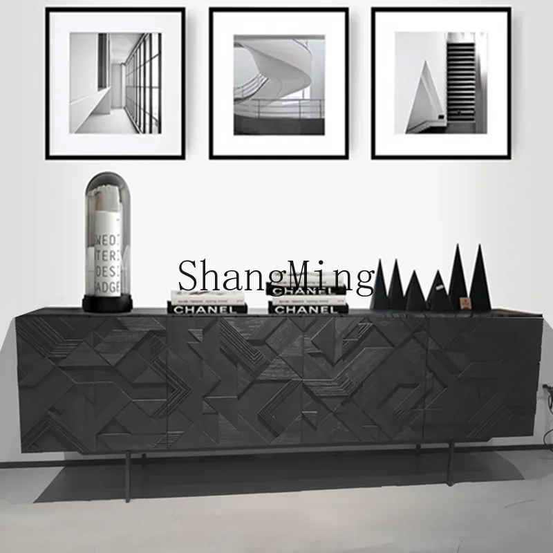 

FG carved dining side cabinet modern light luxury storage cabinet living room Italian TV cabinet