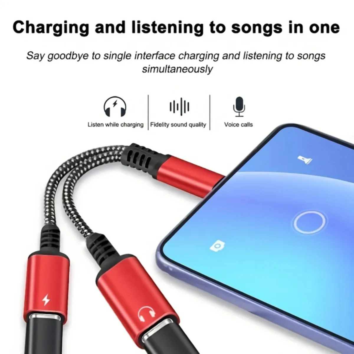 1 Pack Type-C to Type-C 2-in-1 Audio Extension Adapter, Digital USB-C Audio Converter, Supports Music, Calls & Volume Control